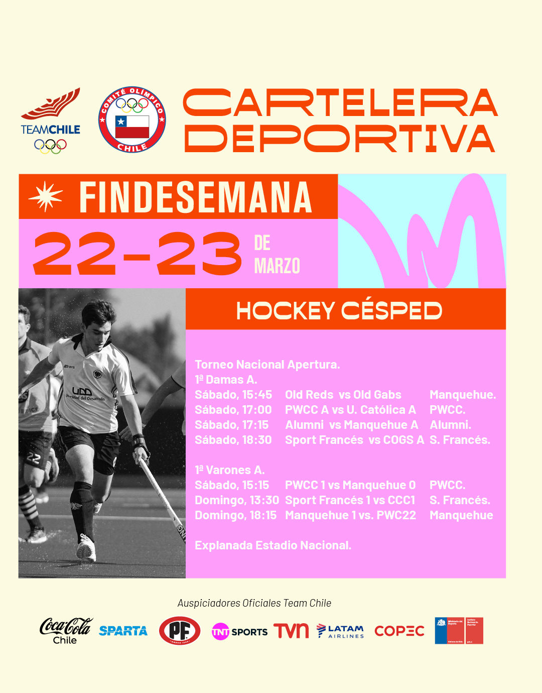 Cartelera deportiva del 22 al 23 de marzo