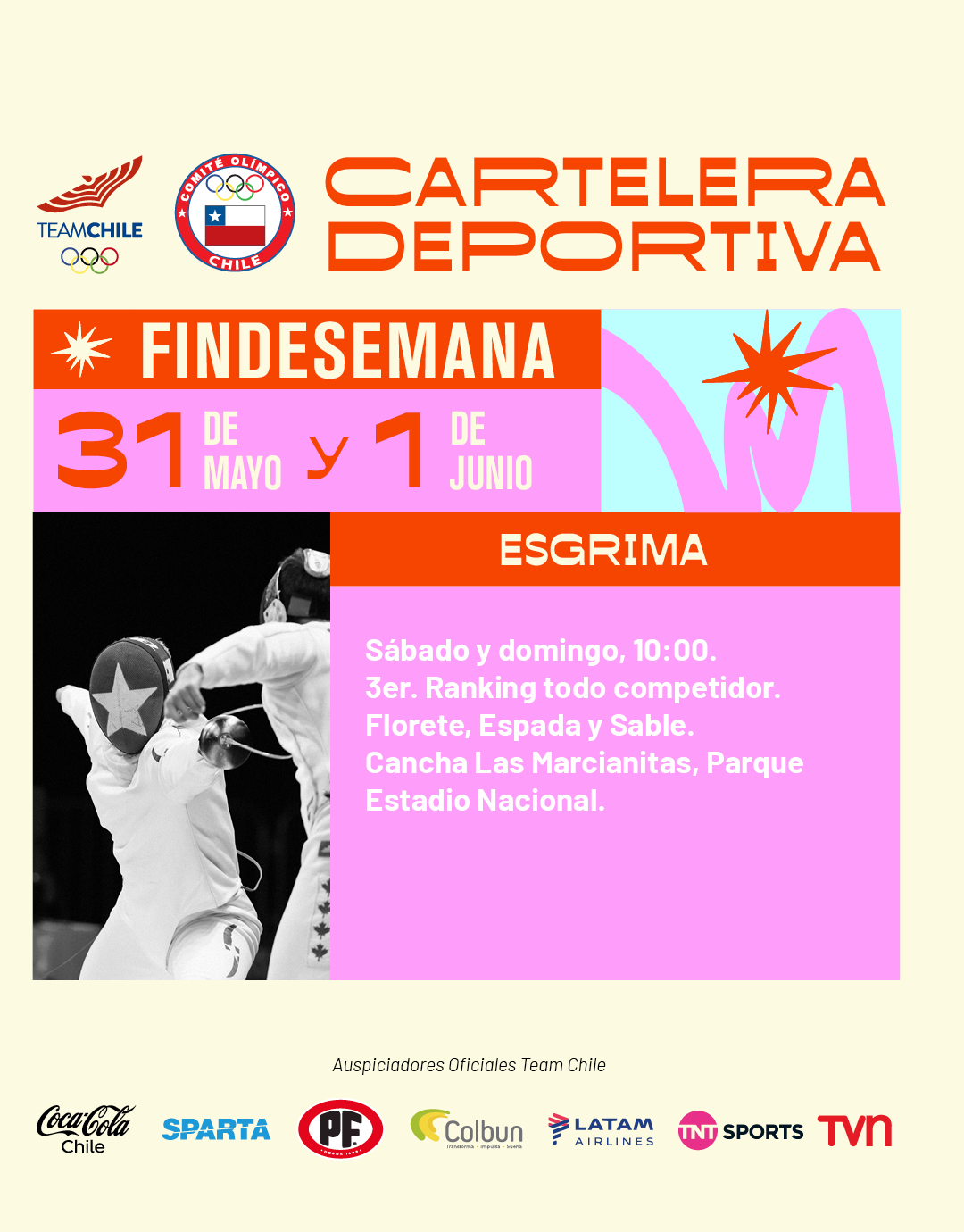 Cartelera deportiva del 31 de mayo al 1 de junio