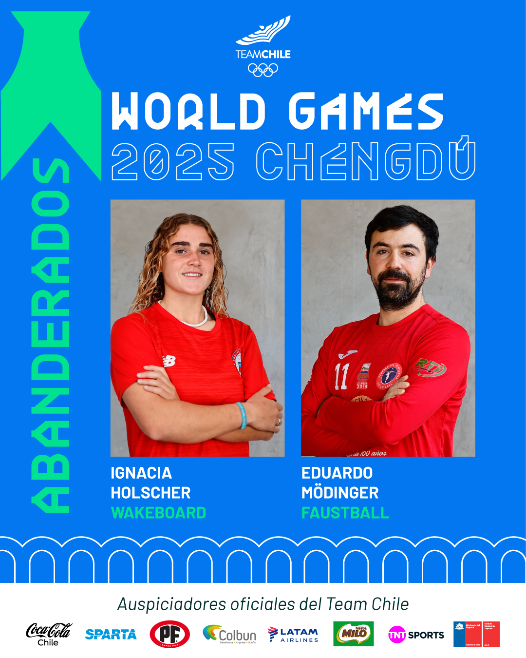 Ignacia Holscher y Eduardo Mödinger serán los abanderados en los Juegos Mundiales de Chengdú