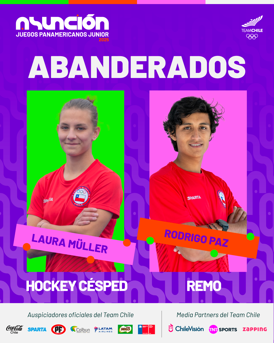 Laura Müller y Rodrigo Paz serán los abanderados chilenos en Asunción