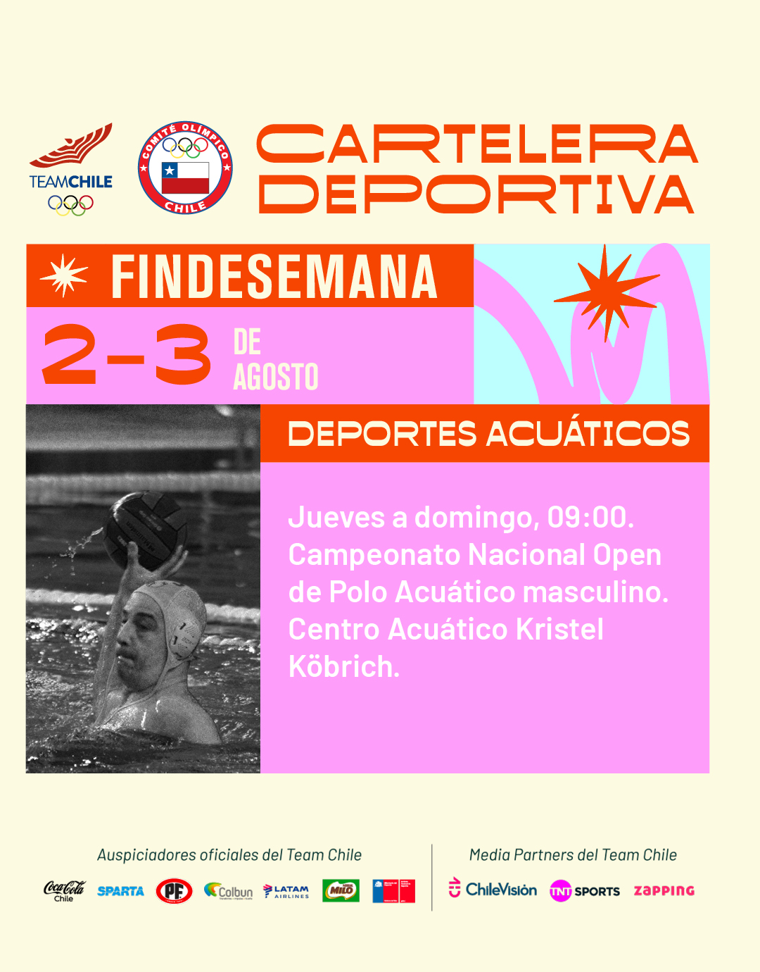 Cartelera deportiva del 2 al 3 de agosto