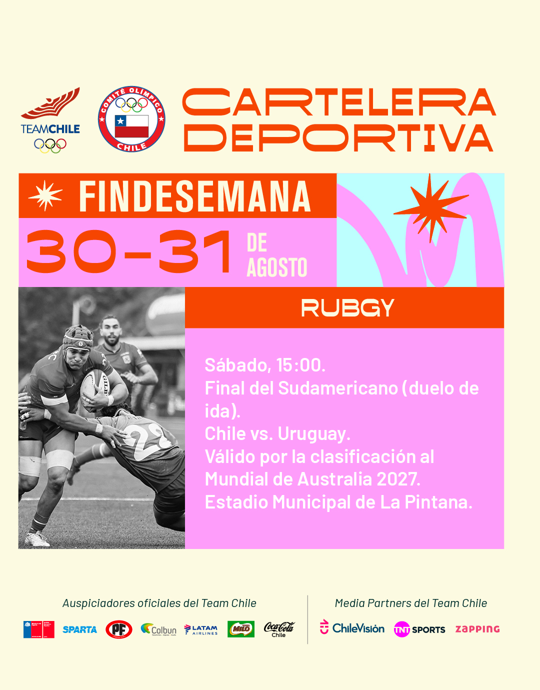 Cartelera deportiva del 30 al 31 de agosto