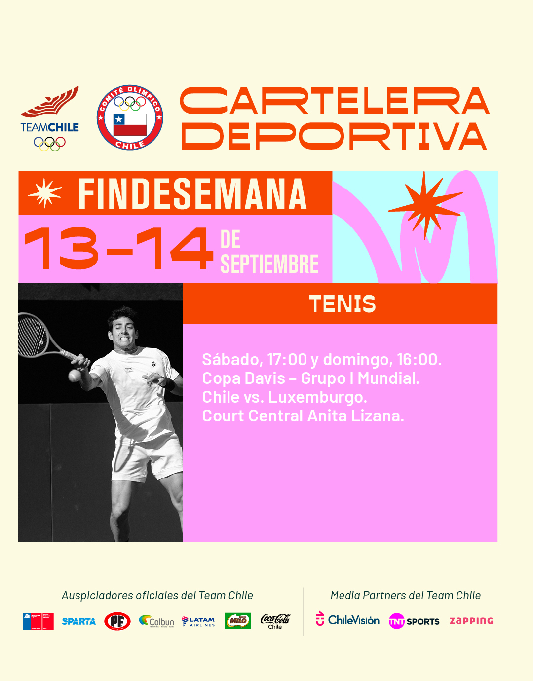 Cartelera deportiva del 13 al 14 de septiembre