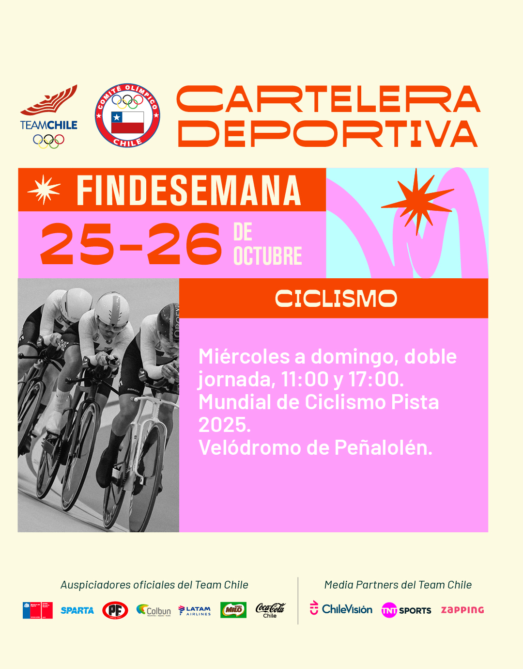 Cartelera deportiva del 25 al 26 de octubre