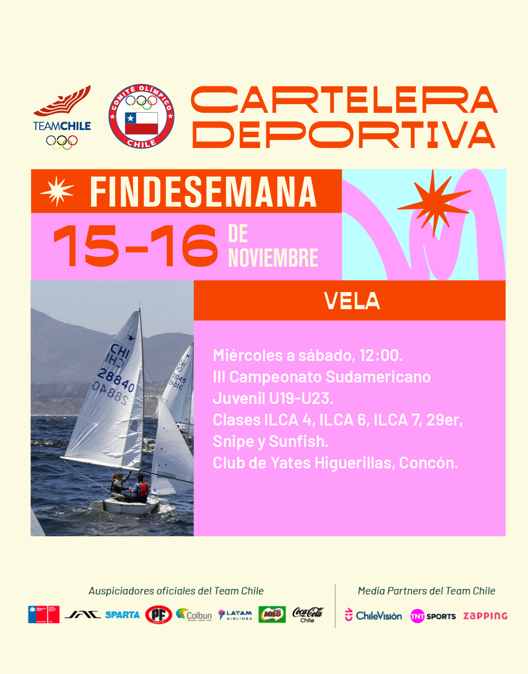 Cartelera deportiva del 15 al 16 de noviembre